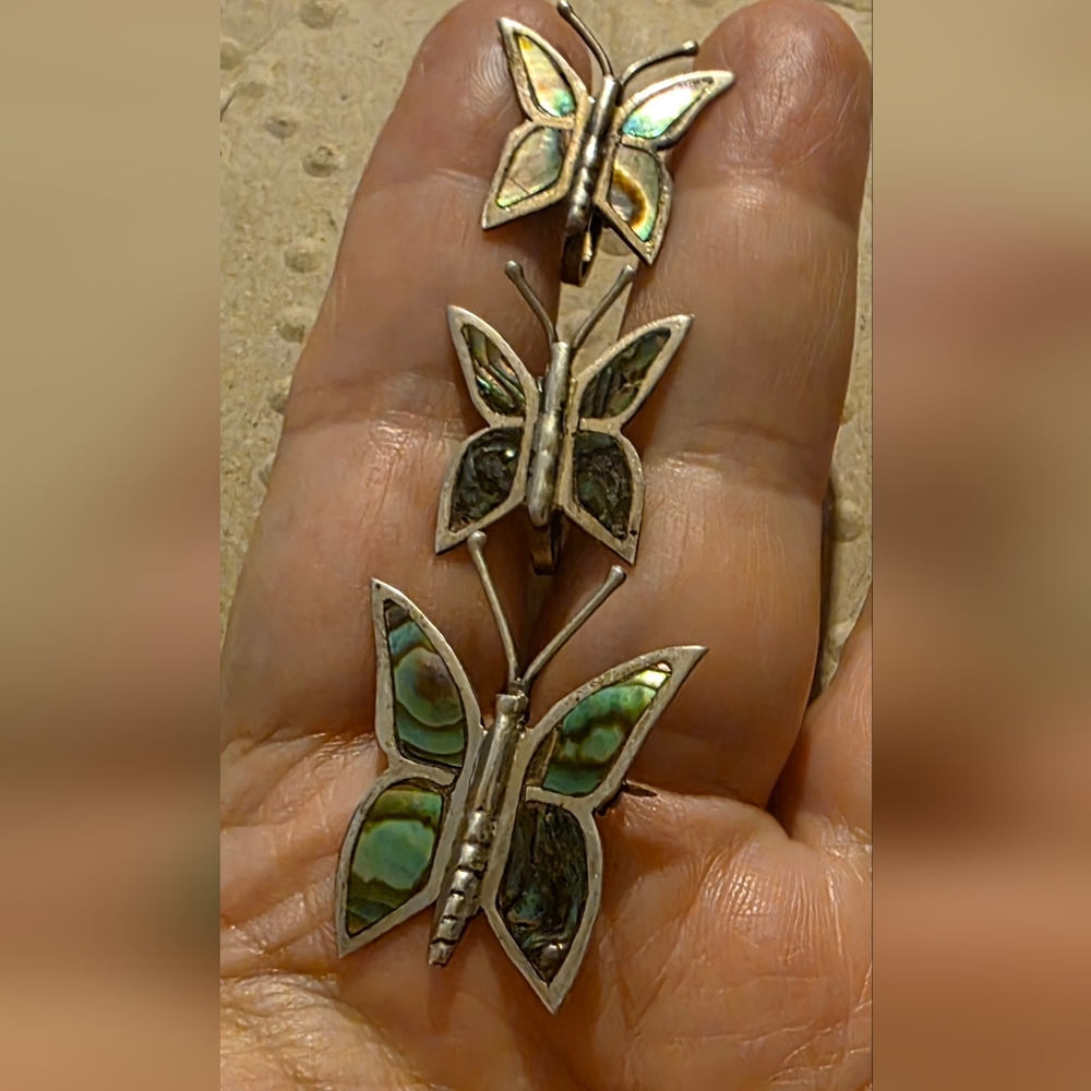 Vintage Sterling Pre 1950s/50s Era Butterfly Brooch & Earrings